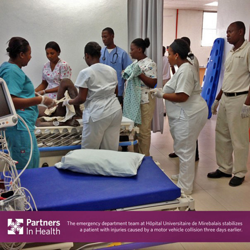 Inside the Emergency Room at University Hospital: MIREBALAIS, Haiti: In mid-June, University Hospital’s emergency department saw its first patient come through the door—a man in his 30s who was struck by a motor vehicle three days earlier. Dr. Jean Jimmy Plantin and Nurse Manager Heraldine Aneas led the team as they treated a complicated tibia/fibula fracture before admitting the patient to the surgical ward.